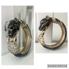 River Island Cheetah Animal Black Diamond Clasp Bracelet Bangle