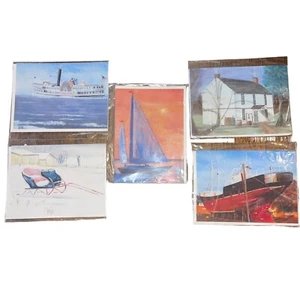 VTG Edward Headley Print Greeting Cards Blank Inside Set Of 5 Lottsburg VA - Picture 1 of 8
