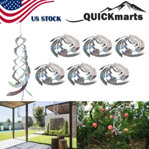 6Pcs Bird Spiral Reflectors Garden Hanging Deterrent Woodpecker Pigeon Repellent - Picture 1 of 9