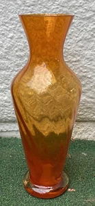 Beautiful Vintage 8-3/4” Orange Art Glass Vase Mid Century MCM Italy Czech - Picture 1 of 5