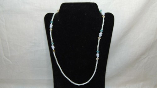 OFF WHITE COLLANA DI PERLINE 24" BIANCA VERDE CHIARO BIANCO SPORCO