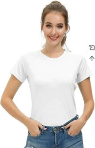 Womens UPF 50+ Sun Protection Short Sleeve Shirt Size XL White Hiskywin - Picture 1 of 2