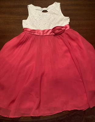 Vestido sem mangas plissado de chiffon Emily West tamanho 7 coral e branco - Imagem 1 de 4