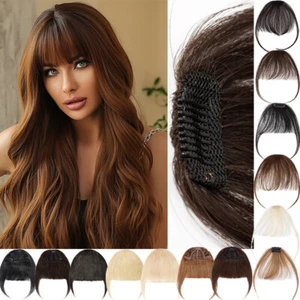 Real Thick Real Remy Human Hair Bangs Extensions Clip in Fringe Front Hairpiece - Picture 1 of 25