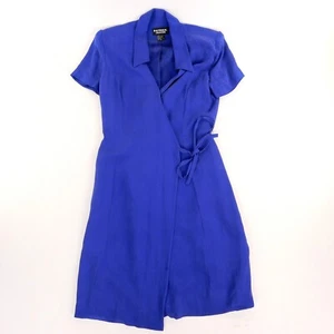 Damen Wickelkleid 8 Patrick Collection Lila Seide Gefüttert Schulterpolster - Bild 1 von 15