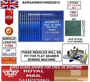 UY118GAS SES JACK JK8740 FLAT SEAMER SIZE:70/027 INDUSTRIAL SEWING MACHNE NEEDLE - Picture 1 of 3