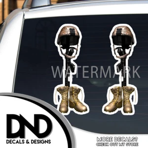 Soldiers Cross Decals Vehicle Graphics Patriotic American USA Decals RIP 2 Pack - Picture 1 of 3