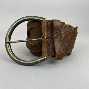 Vintage Next Brown Distressed Leather Y2K Wide Belt Size 8-10 37" Long Length - Picture 1 of 12