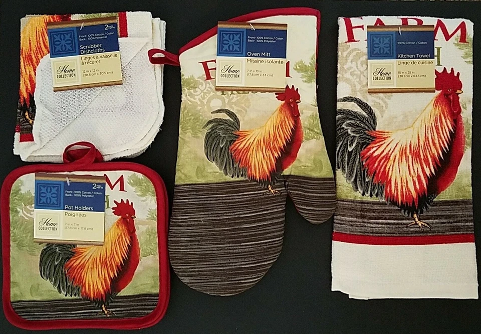 Kitchen Linen Farm Fresh Rooster Theme, Potholder, Oven Mitt..., Select: Item - Image 1 of 1