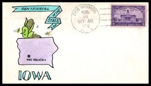 1938 IOWA centennial 100th Sc 838-79 FDC Gladys Adler cachet CV $300 (08G - Picture 1 of 1