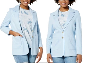 NEU DG2 Diane Gilman ÜBERGRÖSSE 1X Cabana Strick Twill Blazer JACKE CHAMBRAY BLAU - Bild 1 von 4