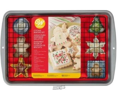 Wilton-Cookie Christmas Baking Gift Set 12 Piece Pan, Cooling Rack Sheet Cutters - Image 1 of 4
