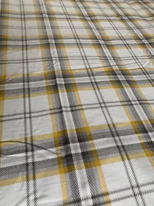 Tartan check craft material remnant fabric piece ochre gold grey 195x130cm - Picture 1 of 2