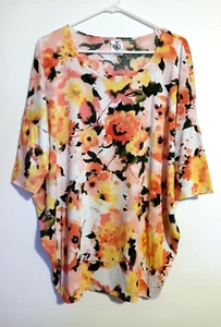 Agnes and Dora Damen LG Bluse, Top Freizeit Aquarell Blumen Orange Gelb - Bild 1 von 11