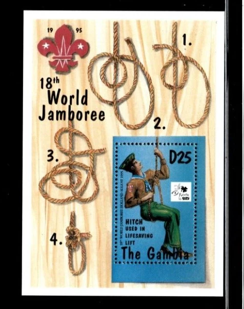 VINTAGE CLASSICS - Gambia 1995 Boy Scouts- Souvenir Stamp sheet- Scott 1642- MNH - Image 1 of 1