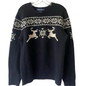 RL POLO GOLF  Men's Sweater Snowflake Design Hand Knit 100%  Wool Size Large - Picture 1 of 6