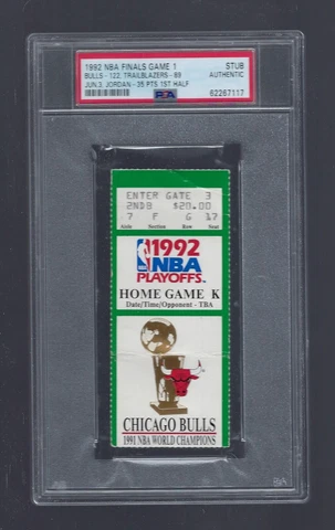 PSA MICHAEL JORDAN “SHRUG GAME” TICKET STUB BULLS 1992 NBA FINALS GAME 1 GREEN Cover