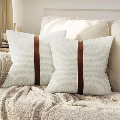  Pack de 2 fundas de almohada de terciopelo de algodón con retazos, almohada moderna de granja  Foto 1 de 4