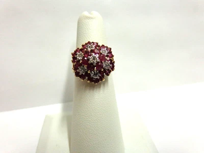 10kt yellow gold ruby/diamond accent ring sz 5.50 wgt 4 grams tcw .95 - Image 1 of 4