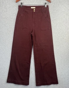 Pantaloni Farmers Market taglia 10 bordeaux vita alta gamba larga cotone elasticizzato boho - Foto 1 di 15