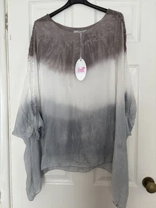 Bnwt Goose Island Ivory Grey Brown Ombré Tunic Top One Size ( Large) New - Picture 1 of 12