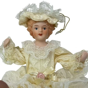 Victorian Style Doll Christmas Ornament Hanging Figurine Lace - Picture 1 of 11