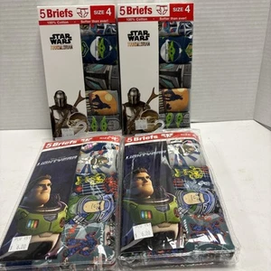 Star Wars MANDALORIAN Toy Story (4) 5 Packs BOYS BRIEFS Size 4 Underwear 20 Pair - Picture 1 of 3
