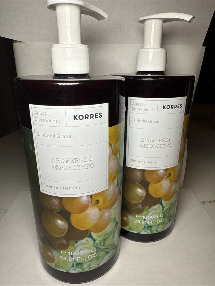 2x Gel de ducha Korres Santorini uva limpieza + actualización 33,81 fl oz cada uno ¡ENVÍO GRATUITO! Foto 1 de 1
