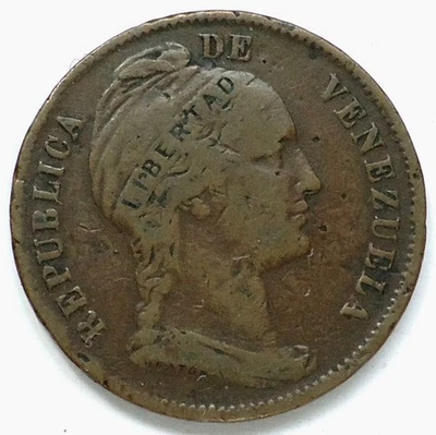 VENEZUELA 1858 1 CENTAVO MONAGUERO, VER FOTOS Foto 1 de 2