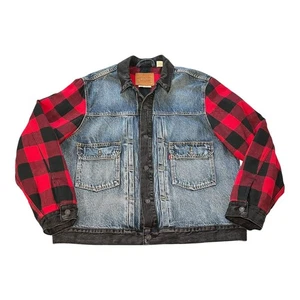 Levi's Premium Jeansjacke Herren groß blau Knopfleiste gefüttert Buffalo kariert Typ 2 - Bild 1 von 22