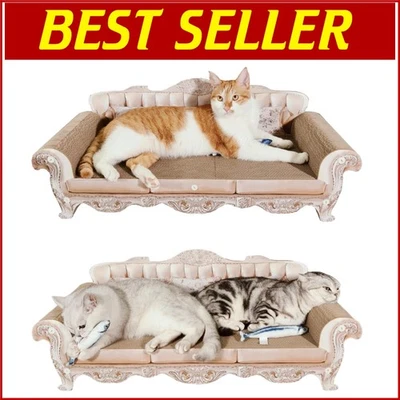 Durable Corrugated Cardboard Cat Scratcher Sofa - Protects Your Furniture - Image 1 of 4