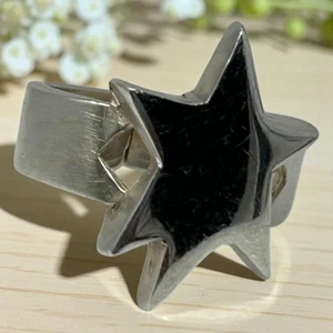 Sterling Silver Chunky Star Ring Size 6 Jewelry Unique Bold Piece Handcrafted - Picture 1 of 12