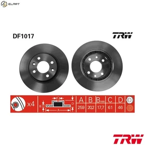 2x BRAKE DISC DF1017 FOR RENAULT 25 ESPACE/�/II/Mk 18/Break/Variable FUEGO 2.1L - Picture 1 of 12