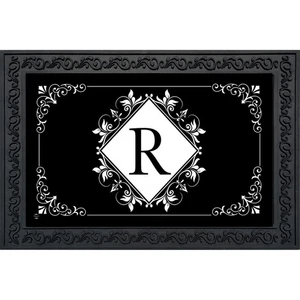 Briarwood Lane schwarz-weiß Monogram R Fußmatte - Bild 1 von 3