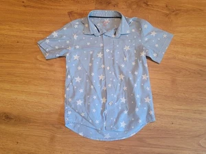 Cat & Jack Blue Short Sleeve Button Down Shirt w/Stars Boys Size 6/7 - Picture 1 of 2