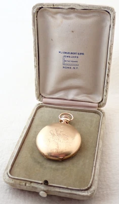 BEAUTIFUL ANTIQUE 6s ILLINOIS GOLD FILLED HUNTER POCKET WATCH W/CASE - Image 1 of 4