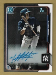 JORGE MATEO 2015 TOPPS BOWMAN CHROME 1ST ROOKIE RC AUTOGRAPH AUTO #BCAP-JM MLB - Picture 1 of 2