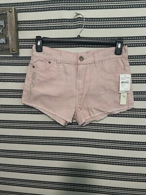 NWT Love Fire Pink Embroidered Cut Off Shorts Sz 5 - Image 1 of 4