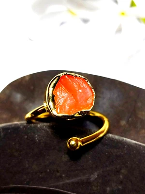 Anillo Ajustable Piedra Natural Áspera Pendientes Antiguos Regalo para Madre. Foto 1 de 4