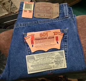 Vtg 1993 NWT  Deadstock LEVIS 501 Men’s Denim Jeans Made in USA Sz 34/29 - Picture 1 of 10