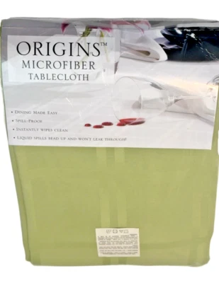 Bardwil Origins Microfiber Tablecloth Kiwi Green 60" x 140" Oblong Spill Proof - Image 1 of 4