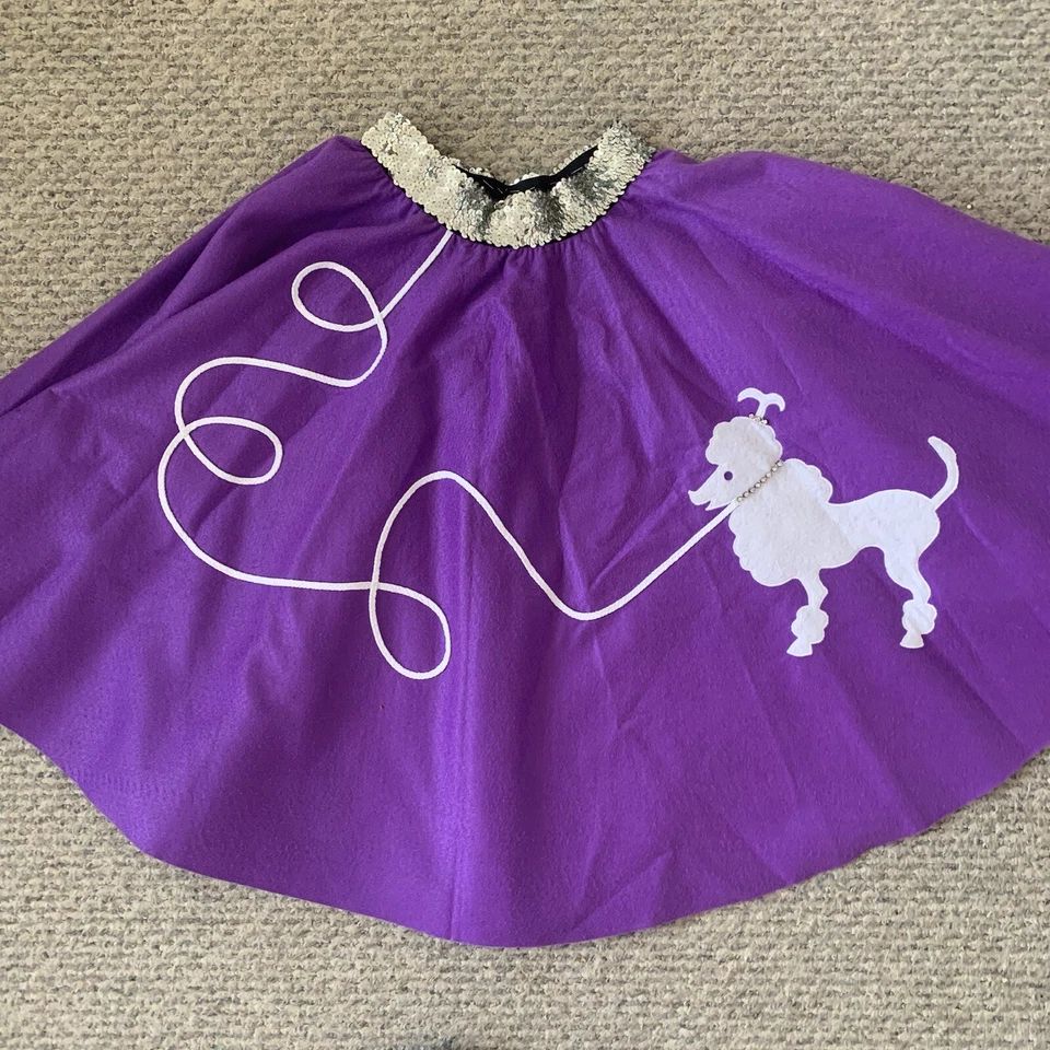 Falda caniche de fieltro púrpura pedrería adulto talla X-cintura pequeña 22" largo 24" Foto 1 de 4