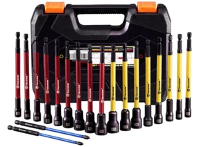 Magnetic Nut Driver Set for Impact Drill, 19 Pcs with Metric & SAE Including PH1 - Picture 1 of 9