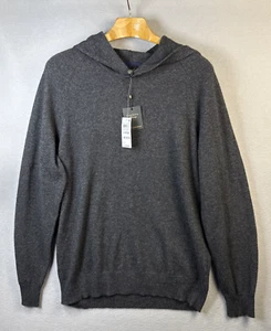 NWT Club Room Luxury Hoodie Men's L Dark Charcoal 100% Cashmere Pullover Sweater - Picture 1 of 11