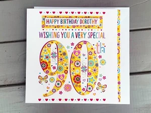Karte zum 90. Geburtstag, personalisiert, Ideen zum 90. Geburtstag, besondere 90er Karte - Bild 1 von 9