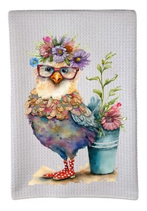 Fancy Küken Tupfen Stiefel Huhn Blume Bauernhof 16"x24" Waffel Geschirrtuch wwt-022 - Bild 1 von 1