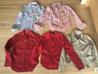 Lot 5 NY&Co Womens XS S 0 2 Multicolor Stretch Collar Button-Up Long Sleeve Top Foto 1 de 4