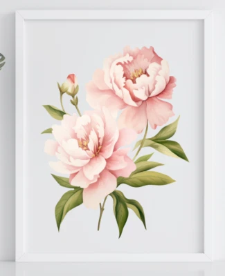 Impresión de arte floral, decoración de arte de pared de flores rosas, arte de pared botánico, naturaleza #99 Foto 1 de 2