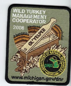 2008 MICHIGAN DNR SUCCESSFUL TURKEY-DEER HUNTER PATCH -HUNTING LICENSES- PINBACK - Picture 1 of 1