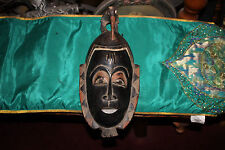 Antique African Tribal Face Mask Bird Pecking On Head Detailed Wood Carved Mask
